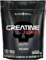 Creatine Turbo BlackSkull - Creatina Monohidratada em pó, com carboidrato para melhor absorção e performance (300g Refil, Sem sabor)
