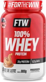FTW 100% Whey Protein com Proteína Concentrada WPC, Suplemento Alimentar Pós-Treino em Pó com Fonte de Proteína do Soro do Leite, Alto Valor Biológico, Sem Glúten – Pote 900g (Sabor Doce de Leite)