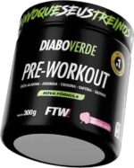 FTW Pré-Treino Diabo Verde em Pó com Cafeína, Aminoácidos Beta‑Alanina e Arginina para Treinos e Atividades Físicas - Pote 300 g (Algodão Doce)