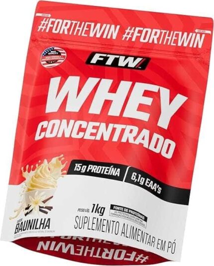 FTW Whey Concentrado com Proteína Concentrada WPC, Suplemento Alimentar em Pó com 15g de Proteína por Porção, Rico em Aminoácidos Essenciais, Sem Glúten – Refil 1KG (Baunilha)