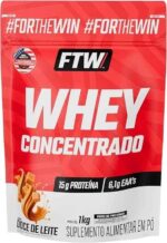 FTW Whey Concentrado com Proteína Concentrada WPC, Suplemento Alimentar em Pó com 15g de Proteína por Porção, Rico em Aminoácidos Essenciais, Sem Glúten – Refil 1KG (Doce de Leite) - Imagem 3