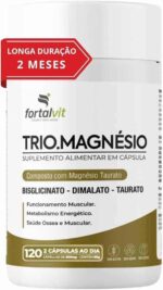 TRIO.MAGNÉSIO - Longa Duração 2 Meses de Uso, Bisglicinato - Dimalato - Taurato, 260mg Alta Concentração,120 Cápsulas, Fortalvit