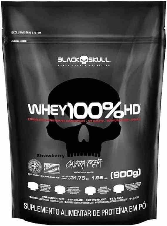 Whey-100-Hd-900G-Refil-Morango-Black-Skull.jpg Whey 100% Hd - 900G Refil Morango, Black Skull - Imagem 1