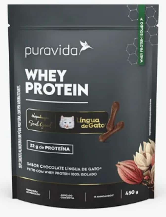 Whey-Protein-Isolado-Puravida-Chocolate-Lingua-de-Gato-450g.jpg Whey Protein Isolado Puravida Chocolate Língua de Gato 450g - Imagem 1